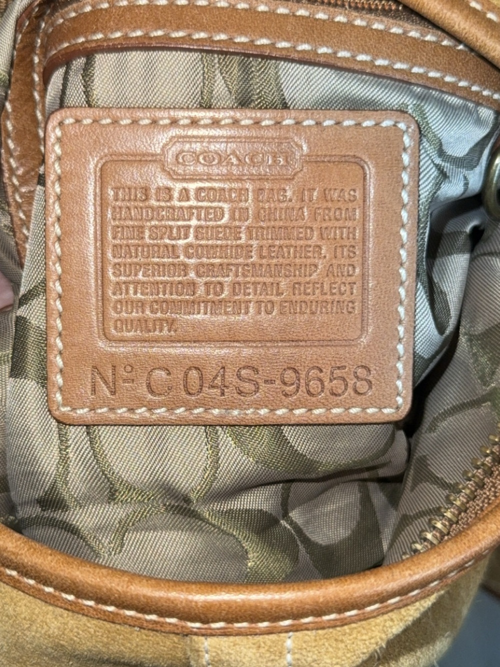 Coach Suede Shoulder Bag in Tan/Brown with Brass Hardware - Picture 4 of 6